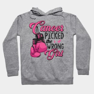 Cancer Picked The Wrong Girl Pink Ribbon Hoodie